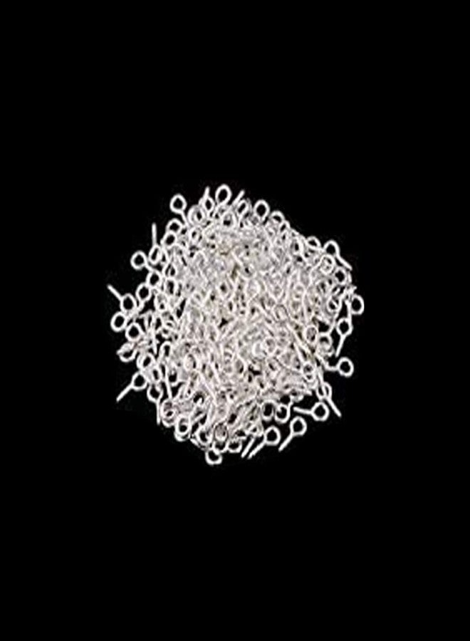 Excellentcrafts 100PCS Small Screw Eye Pins, 4 x 8mm Eye Pin Hooks, Eyelets Screw Threaded Clasps Hooks for Doing Art DIY, Mini Metal Hoop Peg for Jewelry Making (Silver) - Image 1